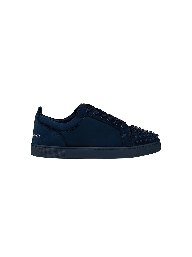 Christian Louboutin Men's Louis Jr Spikes Canopy Suede Sneakers - Marine | Image 1 Christian Louboutin Men's Louis Jr Spikes Canopy Suede Sneakers - Marine | Image 1