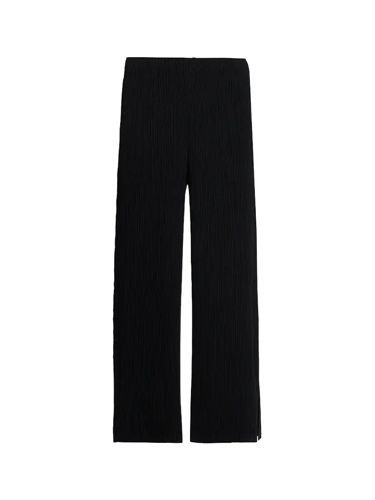 Issey Miyake Women's Hatching Pleated Wide-Leg Pants - Black | Image 1 Issey Miyake Women's Hatching Pleated Wide-Leg Pants - Black | Image 1