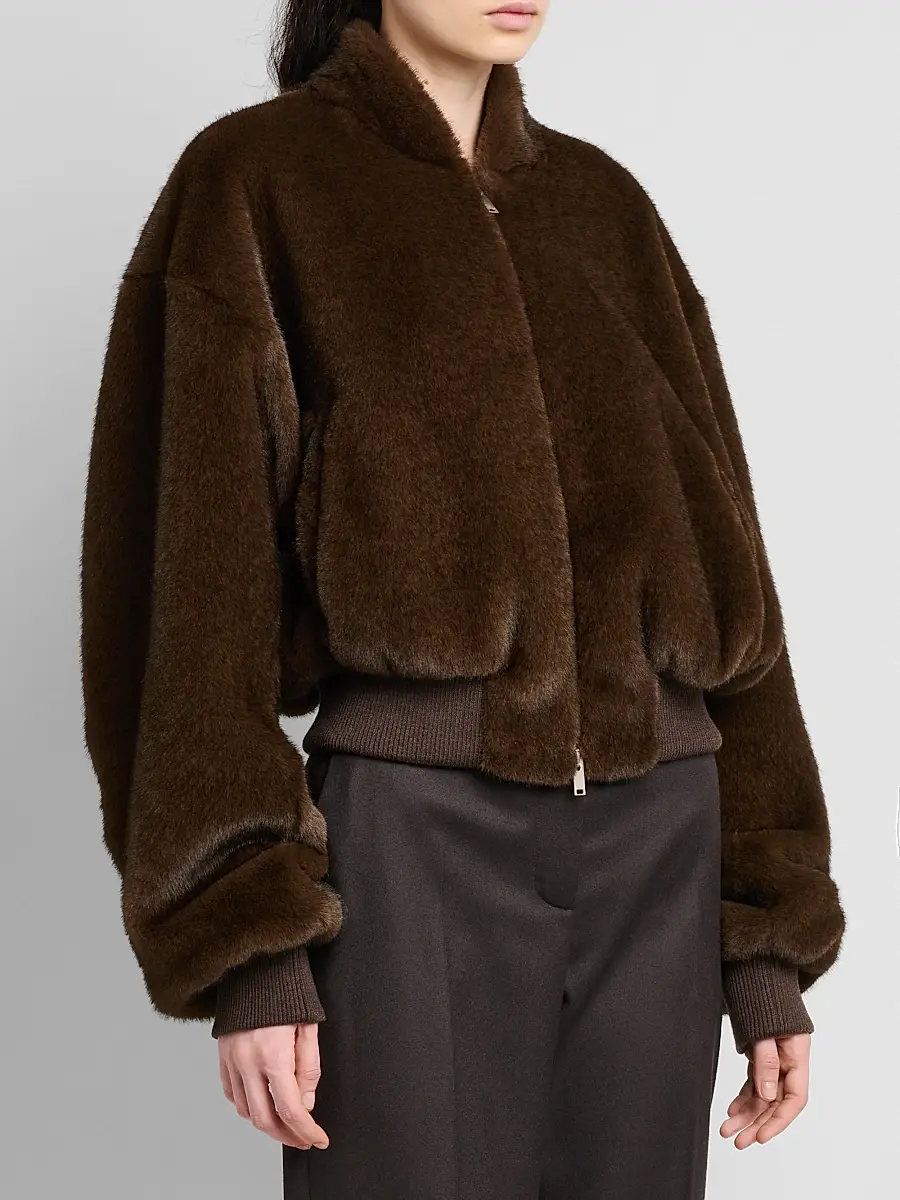 Stella McCartney Women's Plush Faux-Fur Bomber Jacket | Thumbnail 4 Stella McCartney Women's Plush Faux-Fur Bomber Jacket | Thumbnail 4