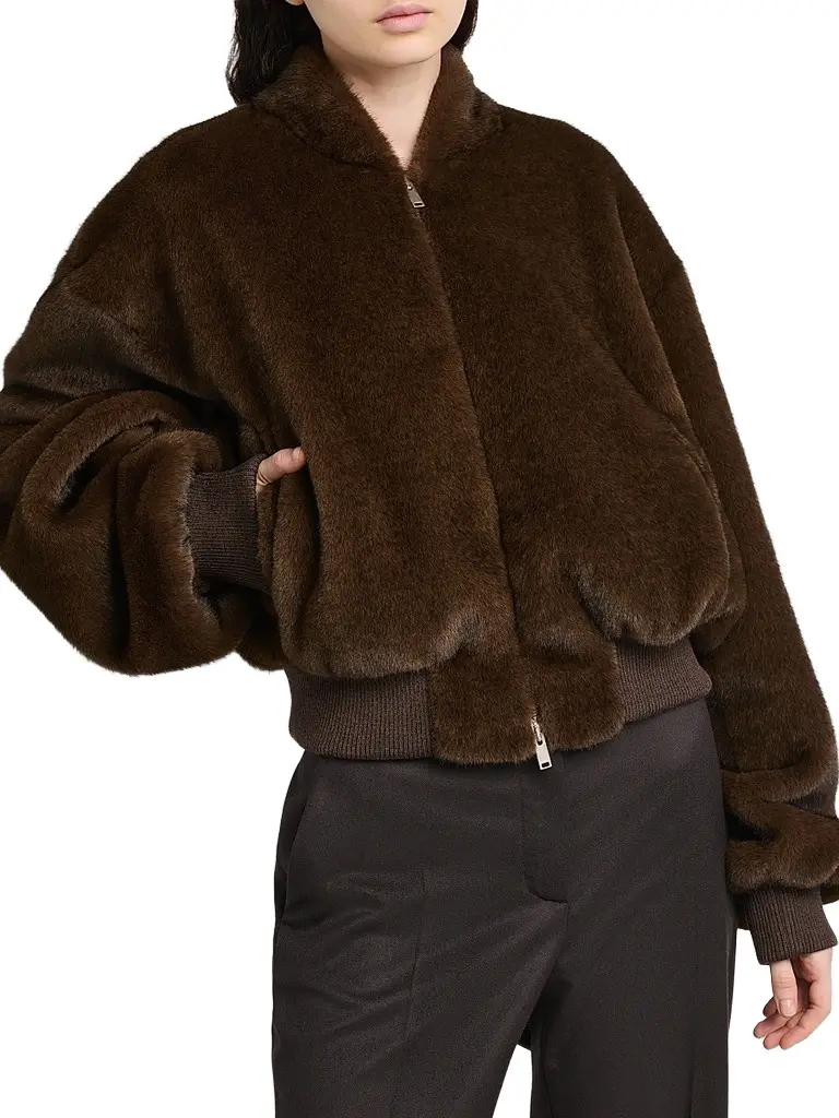 Stella McCartney Women's Plush Faux-Fur Bomber Jacket | Thumbnail 5 Stella McCartney Women's Plush Faux-Fur Bomber Jacket | Thumbnail 5