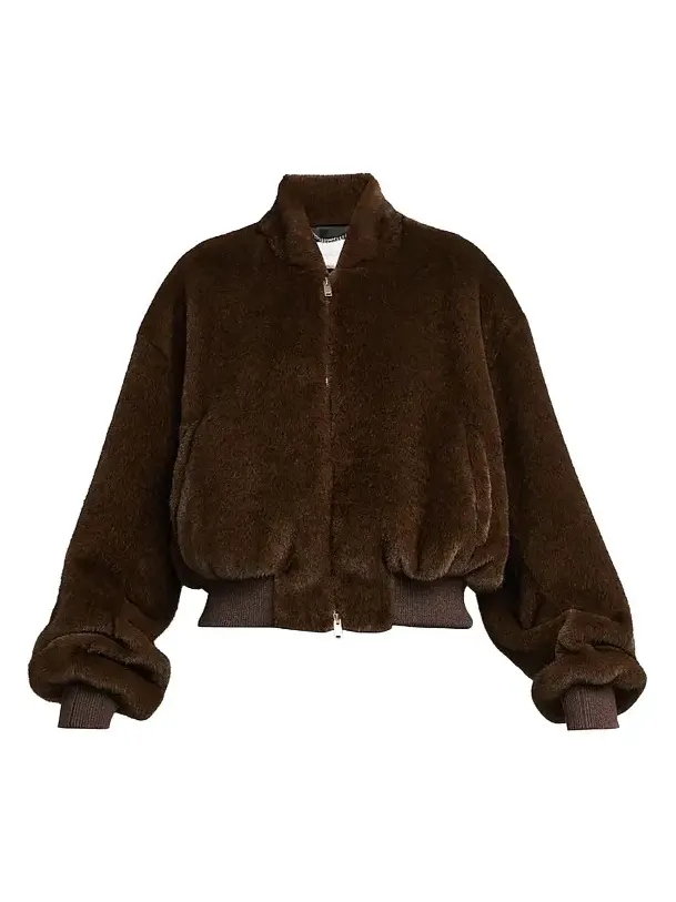 Women's Plush Faux-Fur Bomber Jacket Women's Plush Faux-Fur Bomber Jacket