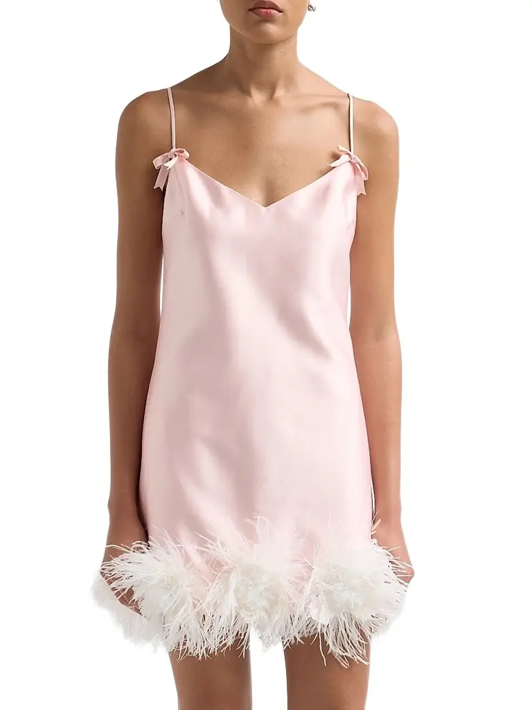 Self-Portrait Women's Feather-Hem Taffeta Mini Dress | Thumbnail 5 Self-Portrait Women's Feather-Hem Taffeta Mini Dress | Thumbnail 5