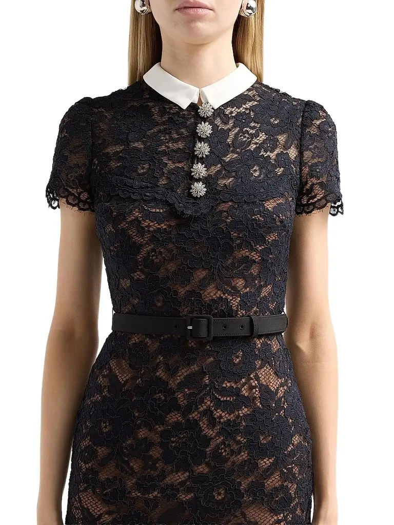 Self-Portrait Women's Lace Contrast Collar Midi Dress | Thumbnail 5 Self-Portrait Women's Lace Contrast Collar Midi Dress | Thumbnail 5