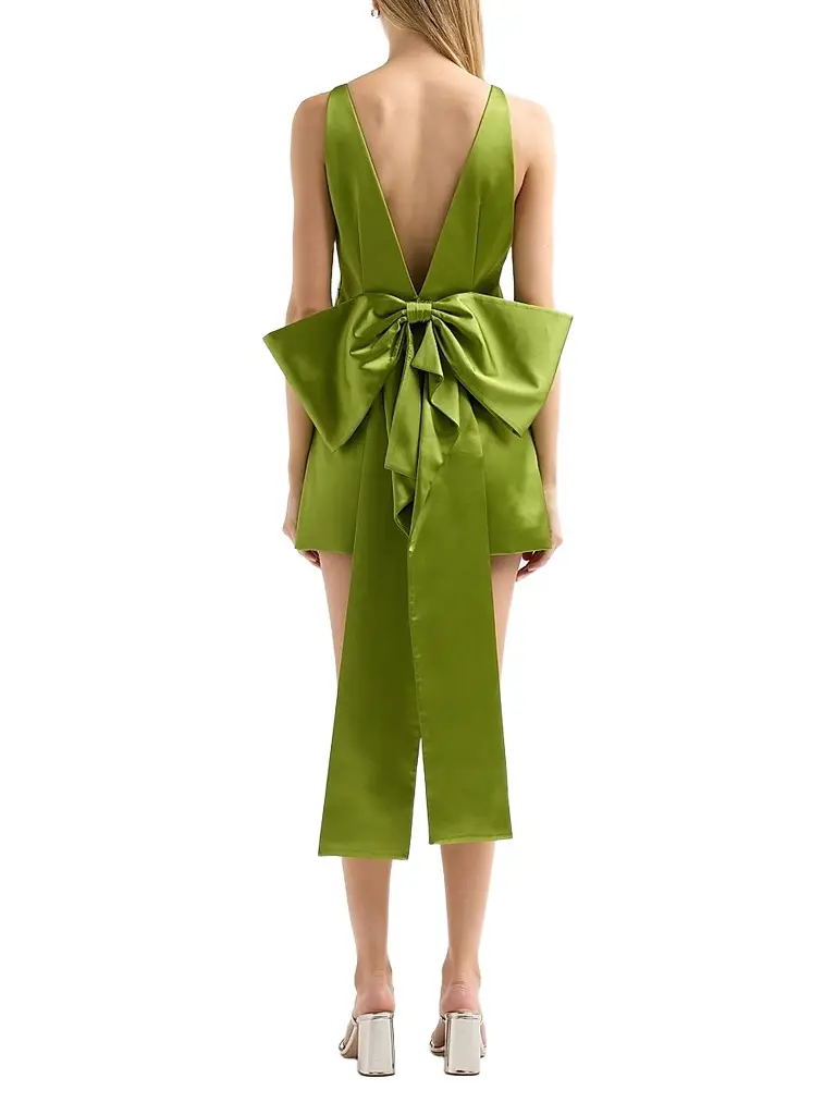Self-Portrait Women's Satin Bow Mini Dress | Thumbnail 3 Self-Portrait Women's Satin Bow Mini Dress | Thumbnail 3