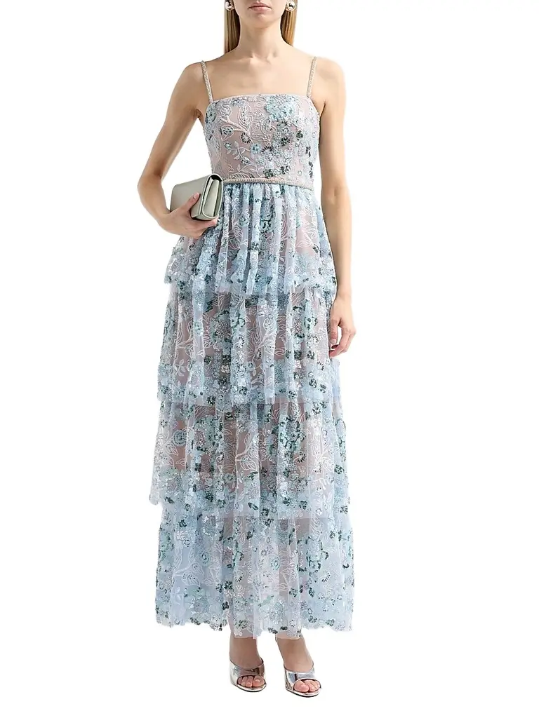 Self-Portrait Women's Sequin Embellished Tiered Maxi Dress | Thumbnail 2 Self-Portrait Women's Sequin Embellished Tiered Maxi Dress | Thumbnail 2