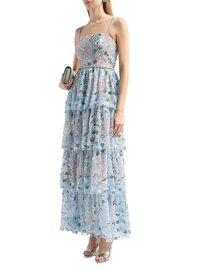 Self-Portrait Women's Sequin Embellished Tiered Maxi Dress | Thumbnail 4 Self-Portrait Women's Sequin Embellished Tiered Maxi Dress | Thumbnail 4
