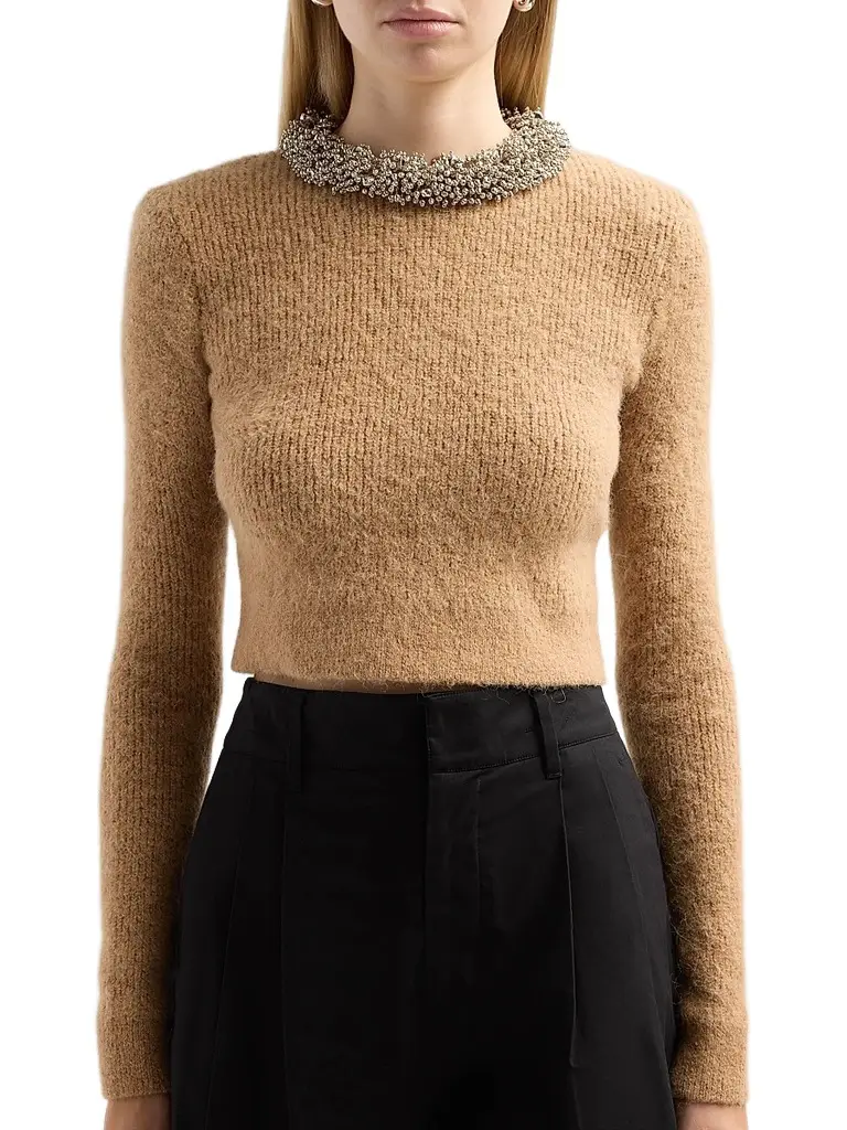 Self-Portrait Women's Beaded-Trim Knit Sweater | Thumbnail 5 Self-Portrait Women's Beaded-Trim Knit Sweater | Thumbnail 5