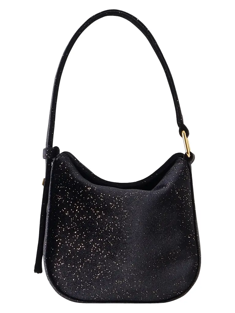 Akris Women's Anna Mini Speckled Velvet Hobo Bag - Black Met | Image 1 Akris Women's Anna Mini Speckled Velvet Hobo Bag - Black Met | Image 1