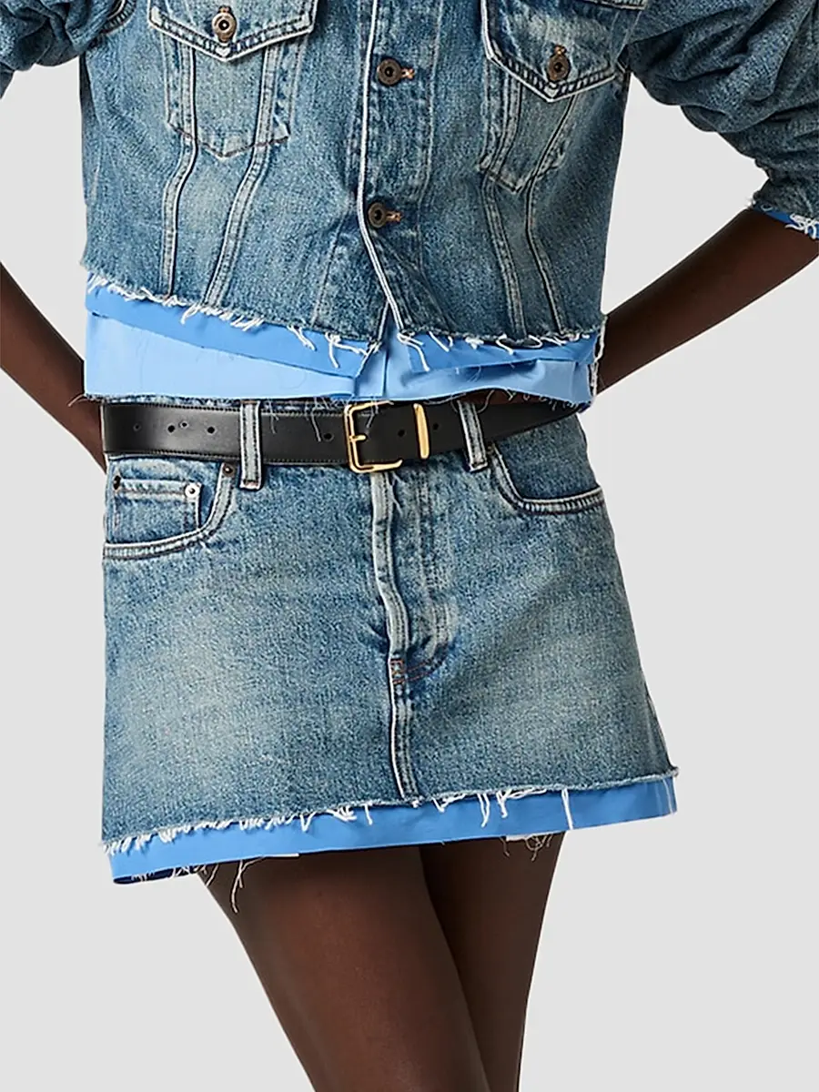 Miu Miu Women's Denim and Poplin Mini Skirt | Thumbnail 3 Miu Miu Women's Denim and Poplin Mini Skirt | Thumbnail 3