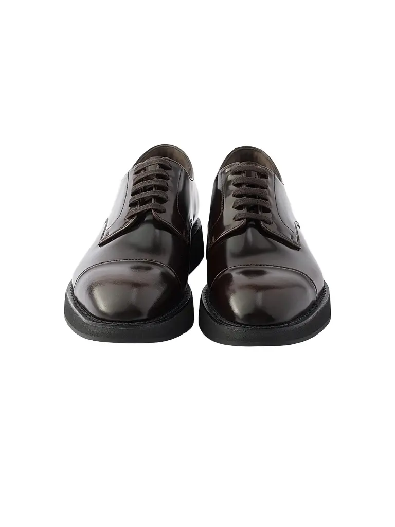 Prada Men's Brushed Leather Lace-Up Shoes | Thumbnail 4