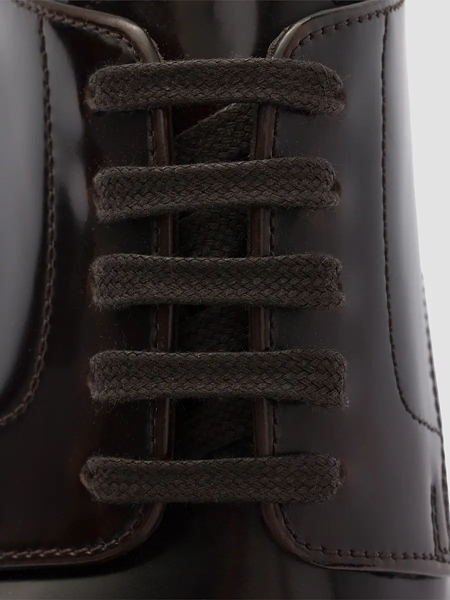 Prada Men's Brushed Leather Lace-Up Shoes | Thumbnail 5