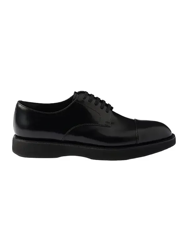 Prada Men's Brushed Leather Lace-Up Shoes