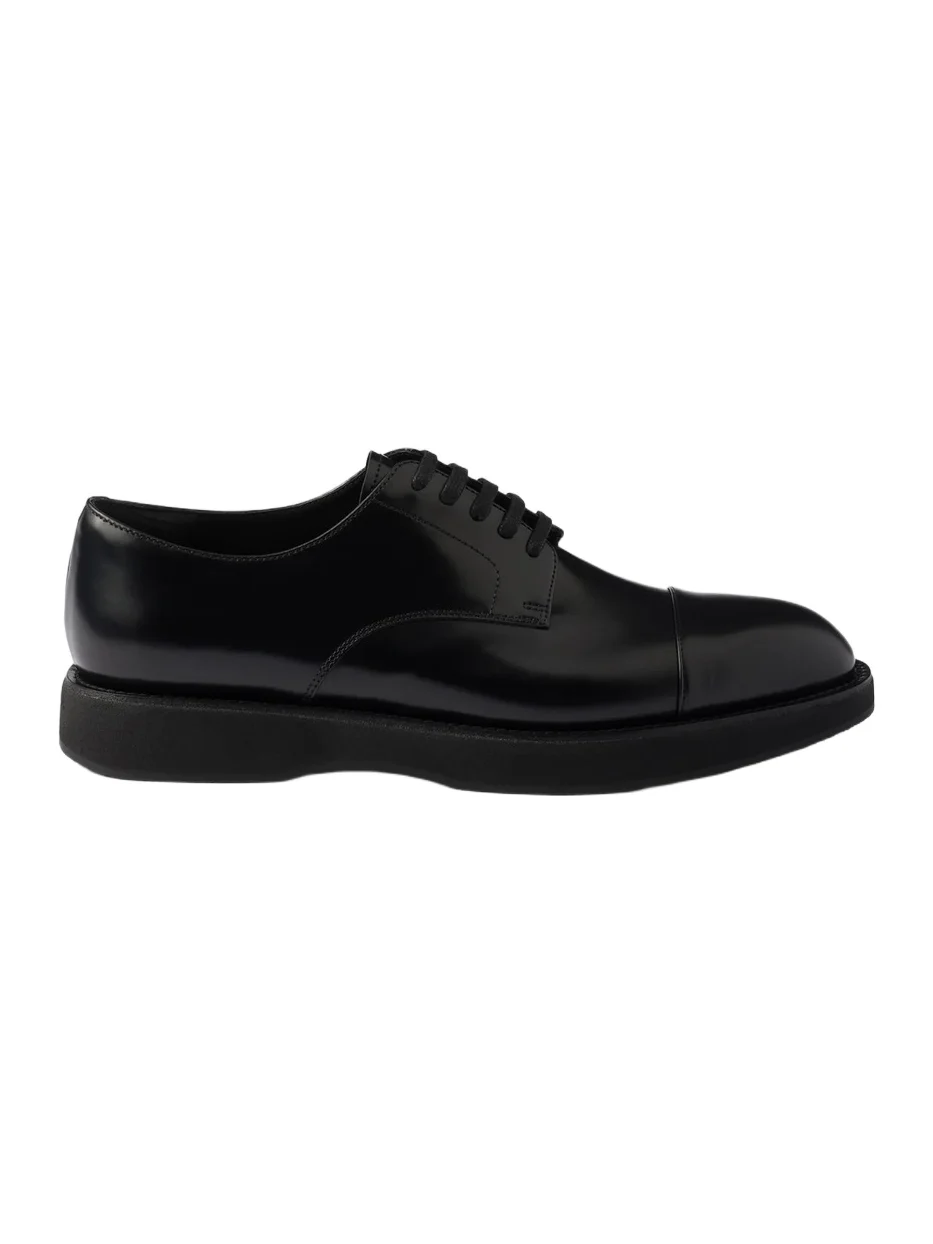 Prada Men's Brushed Leather Lace-Up Shoes