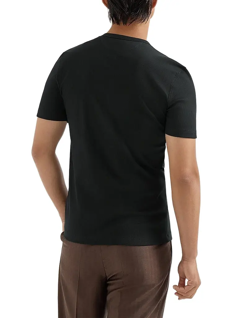 Brunello Cucinelli Men's Stretch Cotton and Modal Ribbed Jersey Crewneck T-Shirt | Thumbnail 4