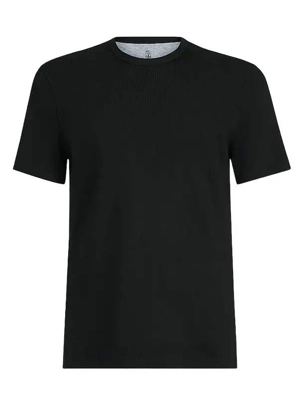 Brunello Cucinelli Men's Stretch Cotton and Modal Ribbed Jersey Crewneck T-Shirt