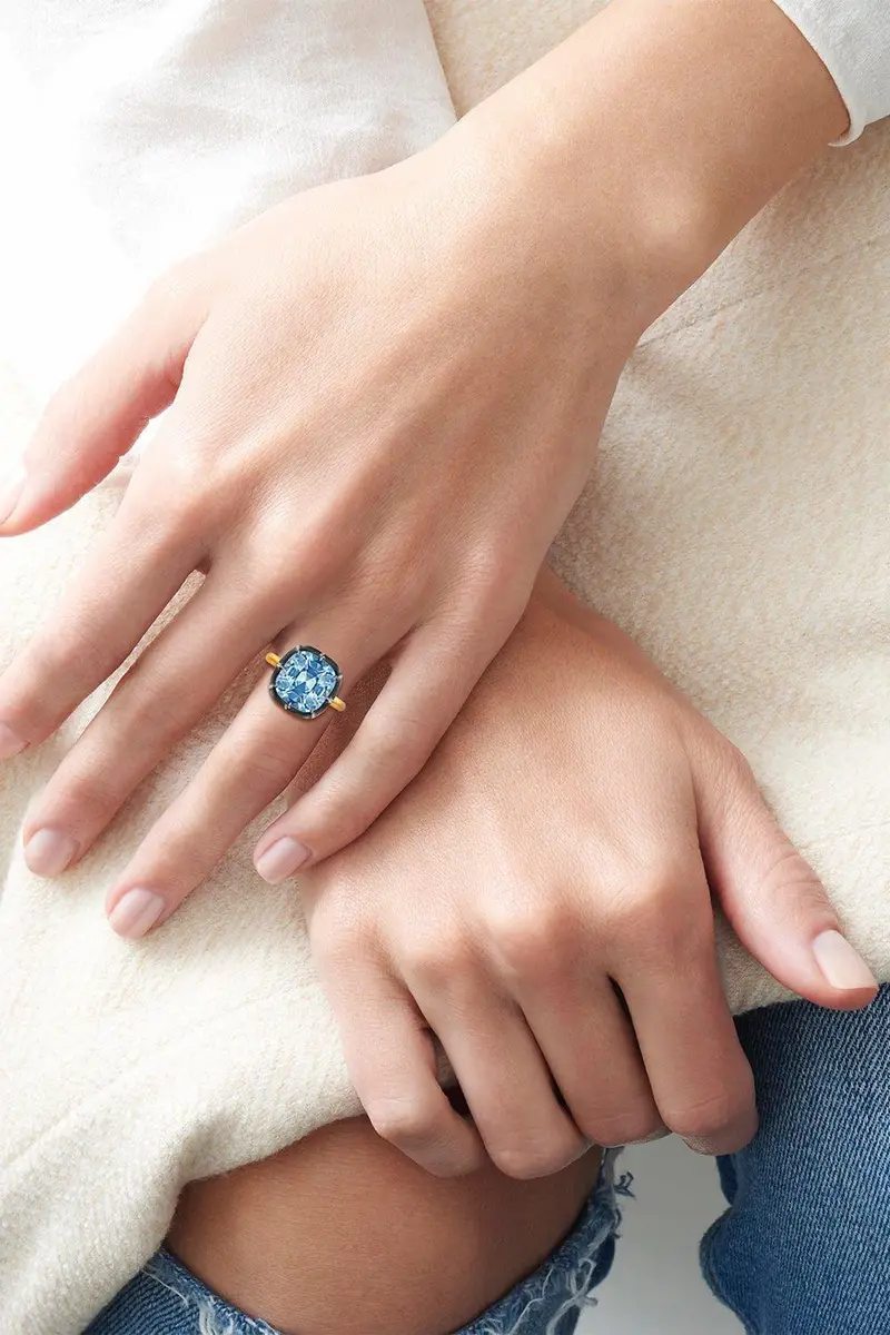 Fred Leighton Blue Topaz Collet Ring | Thumbnail 2 Fred Leighton Blue Topaz Collet Ring | Thumbnail 2