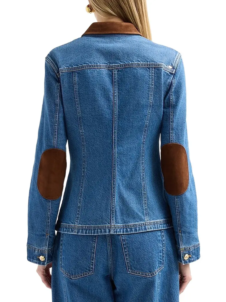Cinq à Sept Women's Katniss Suede Collar Denim Jacket | Thumbnail 3 Cinq à Sept Women's Katniss Suede Collar Denim Jacket | Thumbnail 3