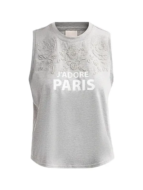 Women's Sibylle Embellished Printed Cotton-Blend Top Women's Sibylle Embellished Printed Cotton-Blend Top