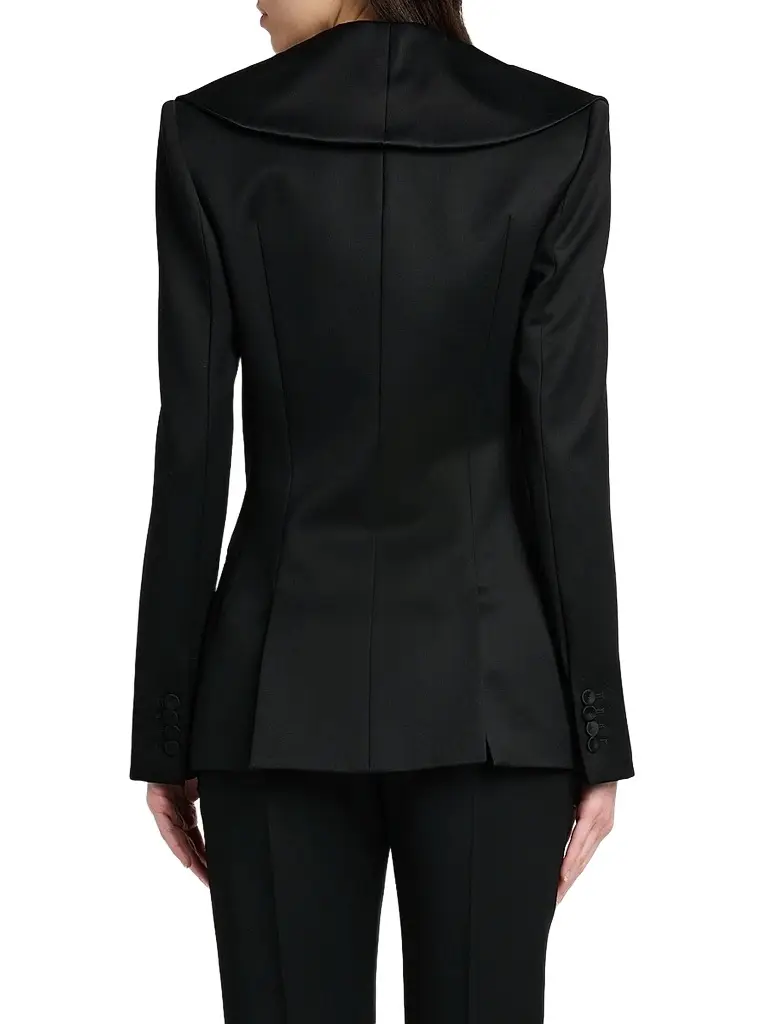 Alexander McQueen Women's Draped Satin Lapel Single-Breasted Jacket | Thumbnail 3