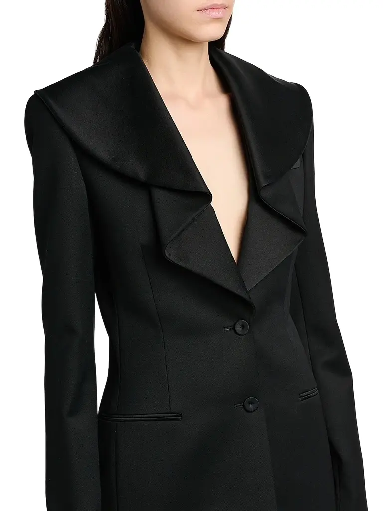 Alexander McQueen Women's Draped Satin Lapel Single-Breasted Jacket | Thumbnail 5