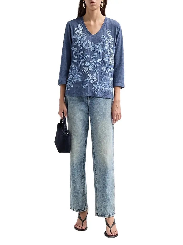 Johnny Was Women's Sarai Floral-Embroidered Cotton T-Shirt | Thumbnail 2