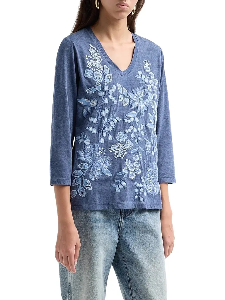 Johnny Was Women's Sarai Floral-Embroidered Cotton T-Shirt | Thumbnail 4