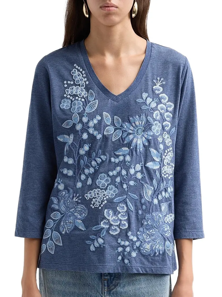 Johnny Was Women's Sarai Floral-Embroidered Cotton T-Shirt | Thumbnail 5