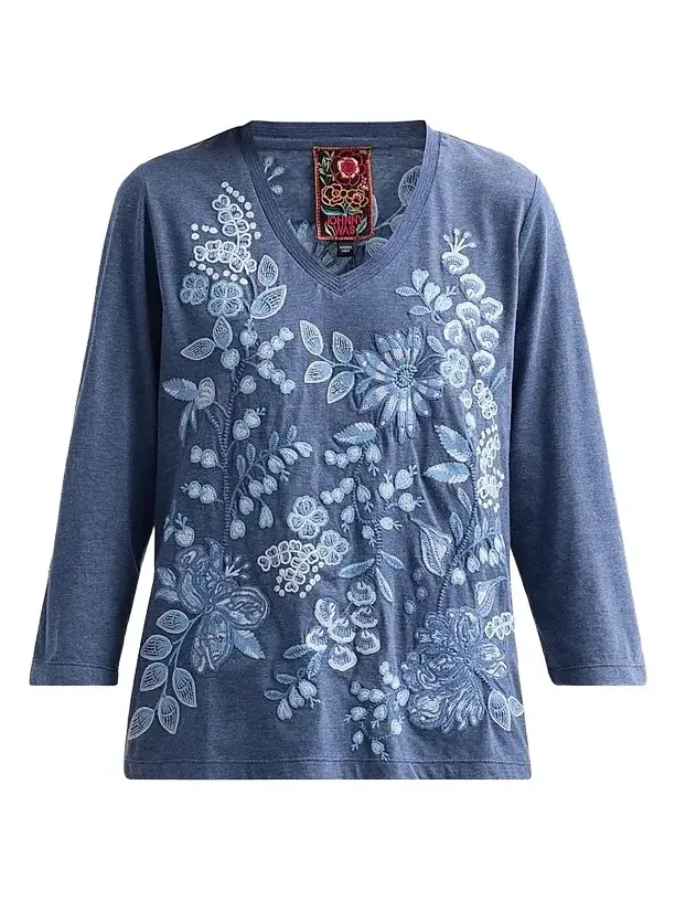 Women's Sarai Floral-Embroidered Cotton T-Shirt