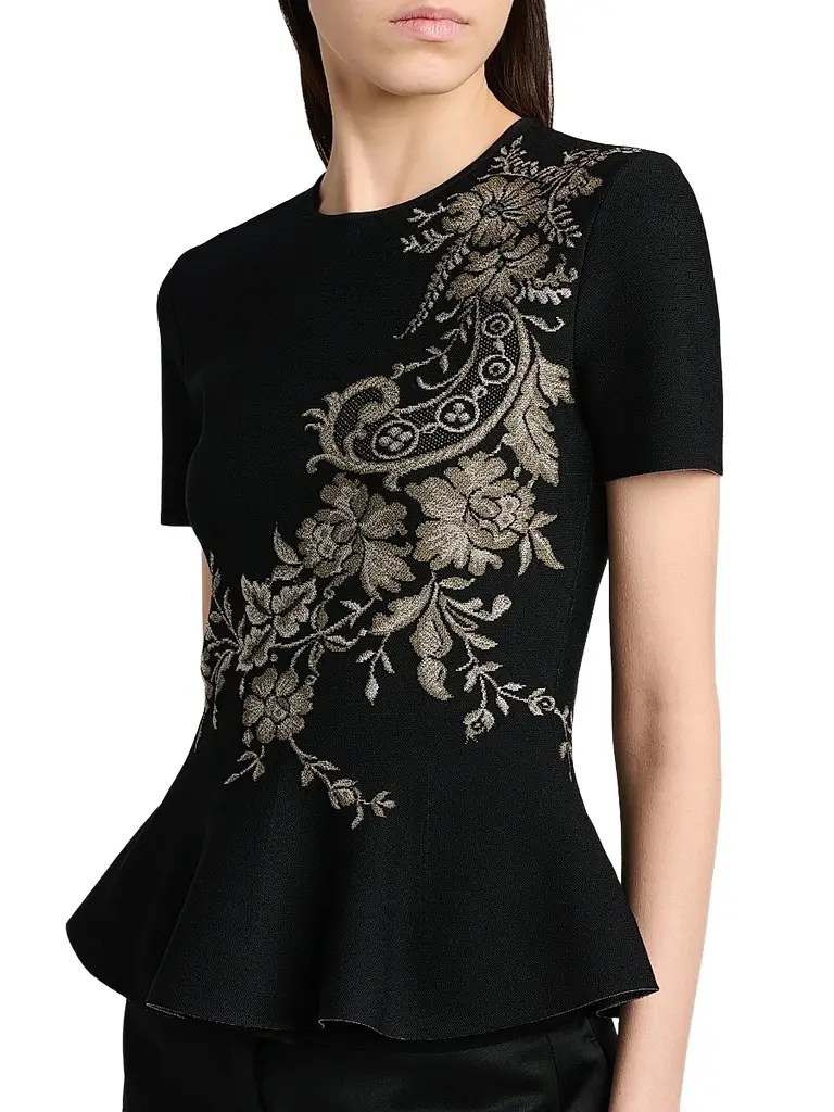 Alexander McQueen Women's Asymmetric Jacquard Peplum Top | Thumbnail 5 Alexander McQueen Women's Asymmetric Jacquard Peplum Top | Thumbnail 5