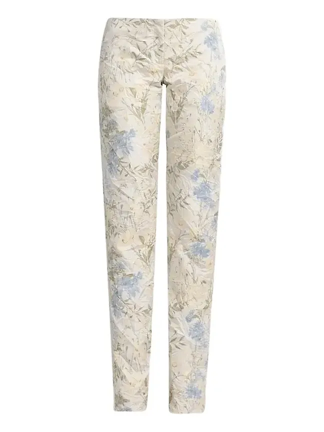 Women's Bumster Floral Jaquard Trousers