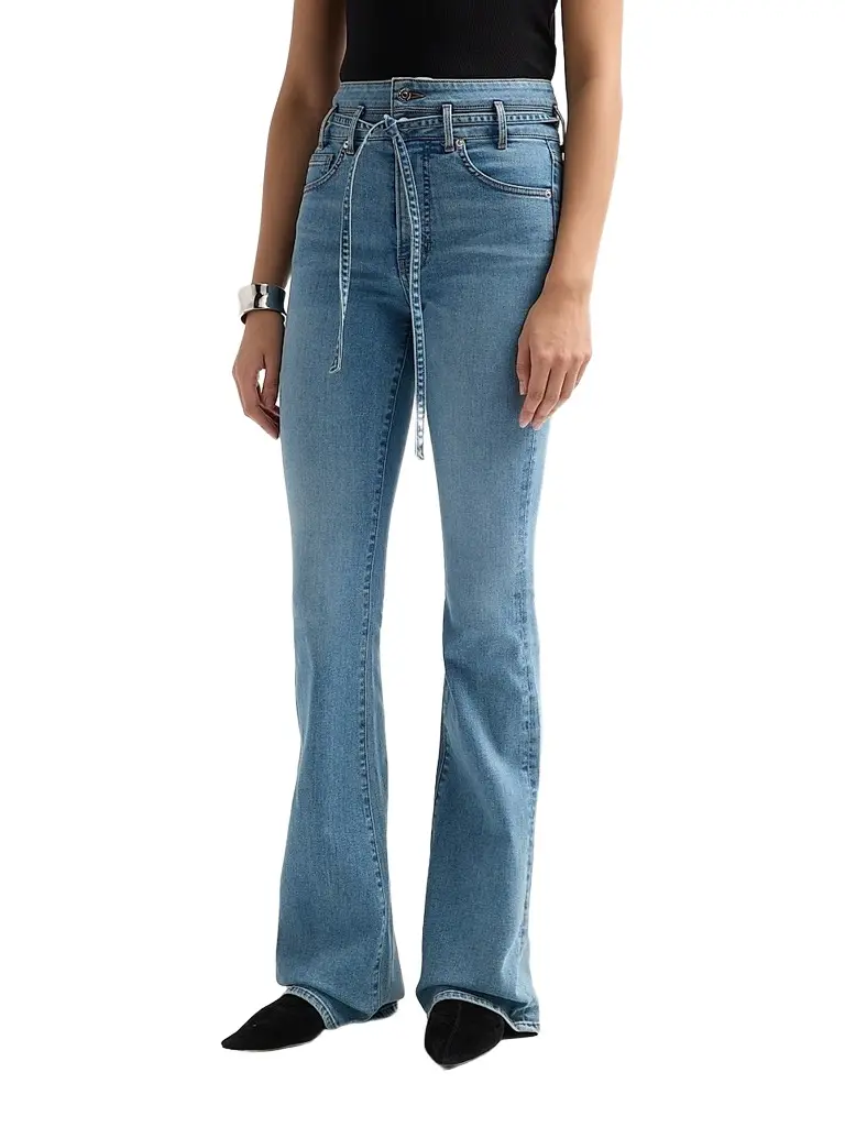 Veronica Beard Women's Beverly Stretch-Cotton Tie-Waist Flare Jeans | Thumbnail 4 Veronica Beard Women's Beverly Stretch-Cotton Tie-Waist Flare Jeans | Thumbnail 4