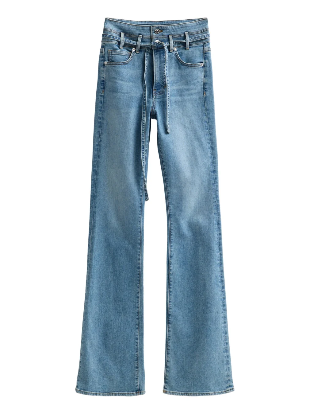 Veronica Beard Women's Beverly Stretch-Cotton Tie-Waist Flare Jeans