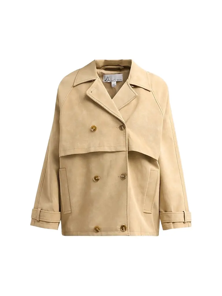 Design History Women's Oren Faux Suede Jacket - Straw | Image 1 Design History Women's Oren Faux Suede Jacket - Straw | Image 1