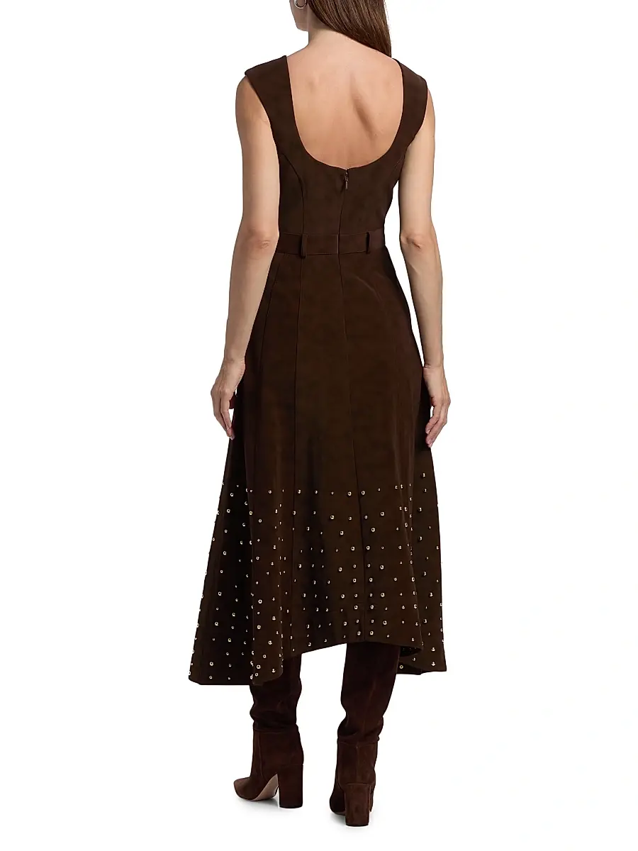 Amur Women's Kenny Studded Faux Suede Midi-Dress | Thumbnail 5 Amur Women's Kenny Studded Faux Suede Midi-Dress | Thumbnail 5