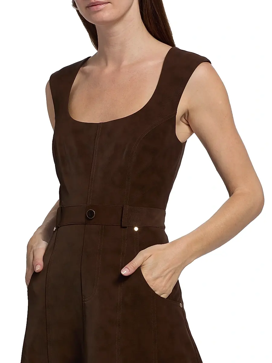 Amur Women's Kenny Studded Faux Suede Midi-Dress | Thumbnail 6 Amur Women's Kenny Studded Faux Suede Midi-Dress | Thumbnail 6