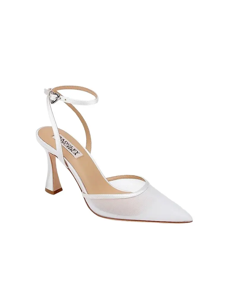 BADGLEY MISCHKA Women's Yordan 85MM Satin & Mesh Pumps - White Satin | Thumbnail 2 BADGLEY MISCHKA Women's Yordan 85MM Satin & Mesh Pumps - White Satin | Thumbnail 2