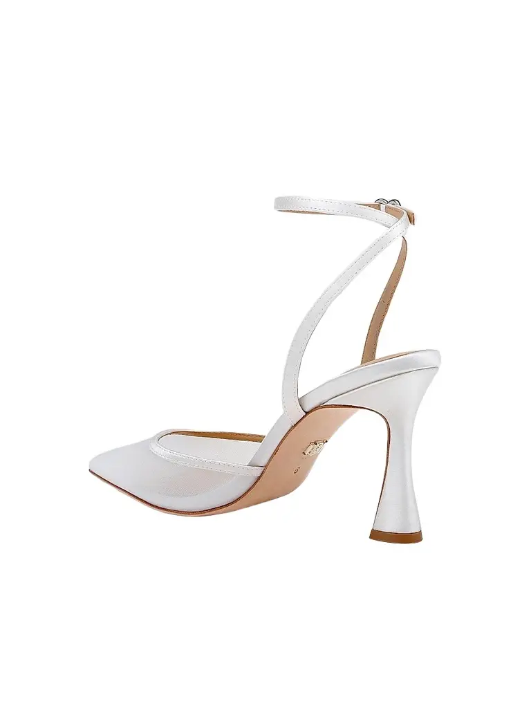 BADGLEY MISCHKA Women's Yordan 85MM Satin & Mesh Pumps - White Satin | Thumbnail 3 BADGLEY MISCHKA Women's Yordan 85MM Satin & Mesh Pumps - White Satin | Thumbnail 3