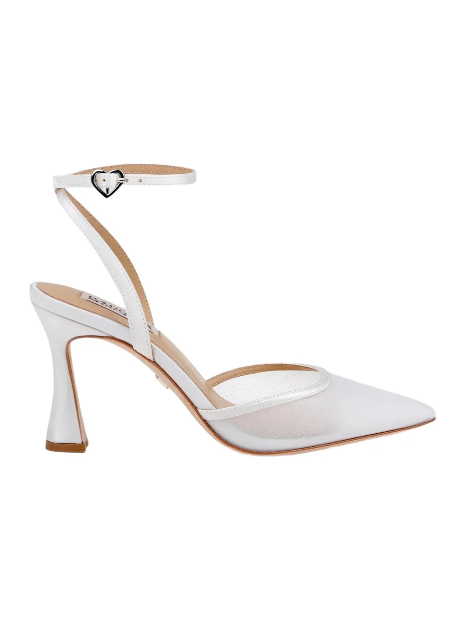 BADGLEY MISCHKA Women's Yordan 85MM Satin & Mesh Pumps - White Satin