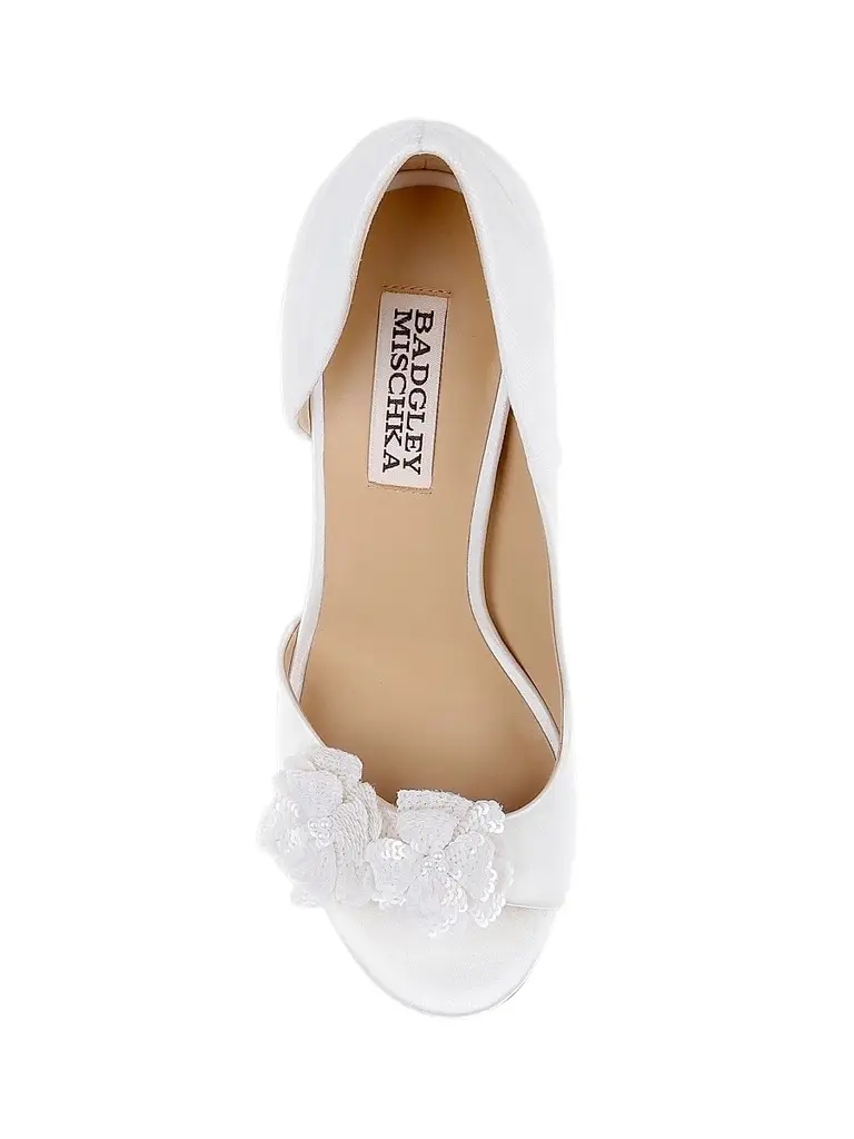 BADGLEY MISCHKA Women's Yana 90MM Embellished Satin D'Orsay Pumps | Thumbnail 4