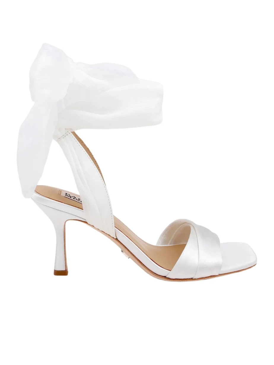 BADGLEY MISCHKA Women's Yanis 75MM Satin Ankle-Wrap Sandals