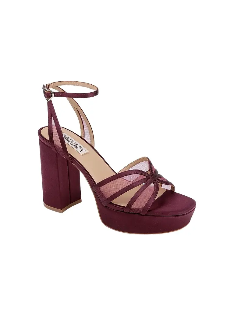 BADGLEY MISCHKA Women's Yohana 100MM Satin & Mesh Sandals - Cherry Satin | Thumbnail 2 BADGLEY MISCHKA Women's Yohana 100MM Satin & Mesh Sandals - Cherry Satin | Thumbnail 2