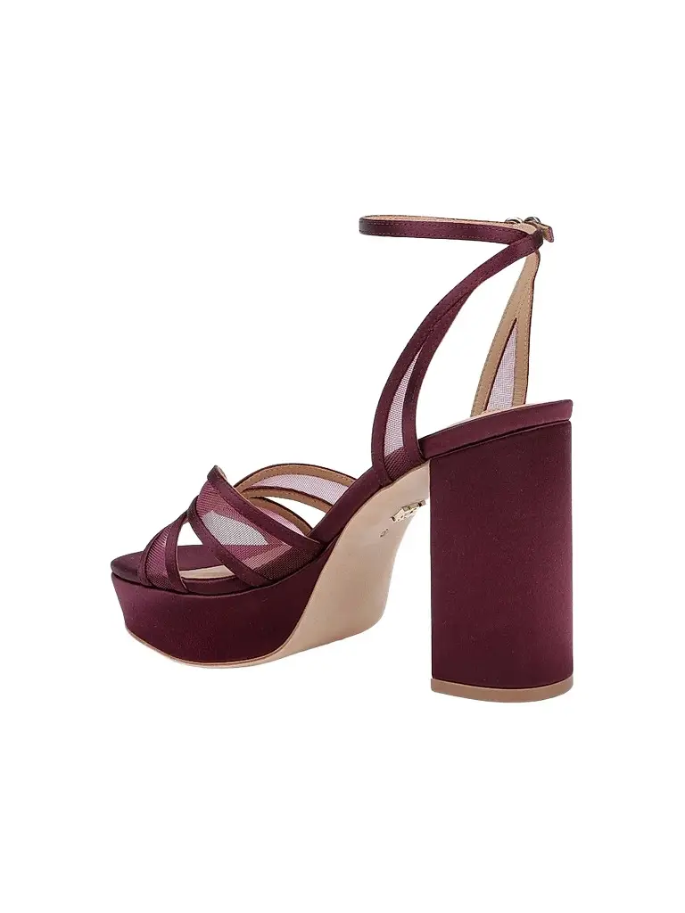 BADGLEY MISCHKA Women's Yohana 100MM Satin & Mesh Sandals - Cherry Satin | Thumbnail 3 BADGLEY MISCHKA Women's Yohana 100MM Satin & Mesh Sandals - Cherry Satin | Thumbnail 3
