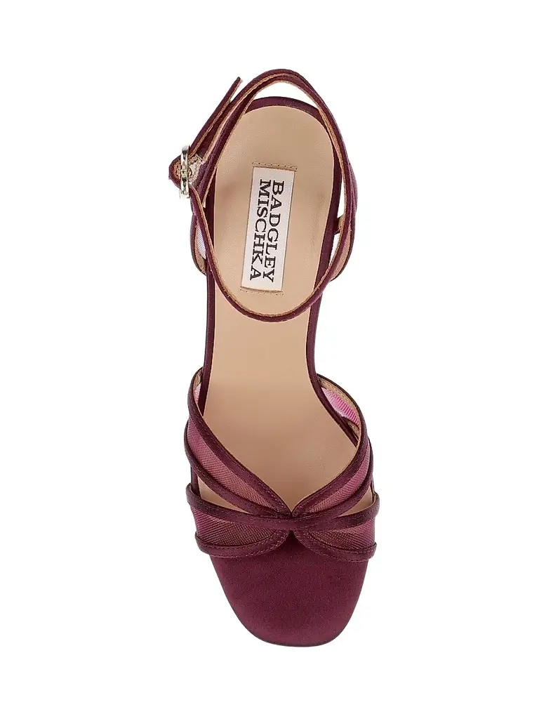 BADGLEY MISCHKA Women's Yohana 100MM Satin & Mesh Sandals - Cherry Satin | Thumbnail 4 BADGLEY MISCHKA Women's Yohana 100MM Satin & Mesh Sandals - Cherry Satin | Thumbnail 4