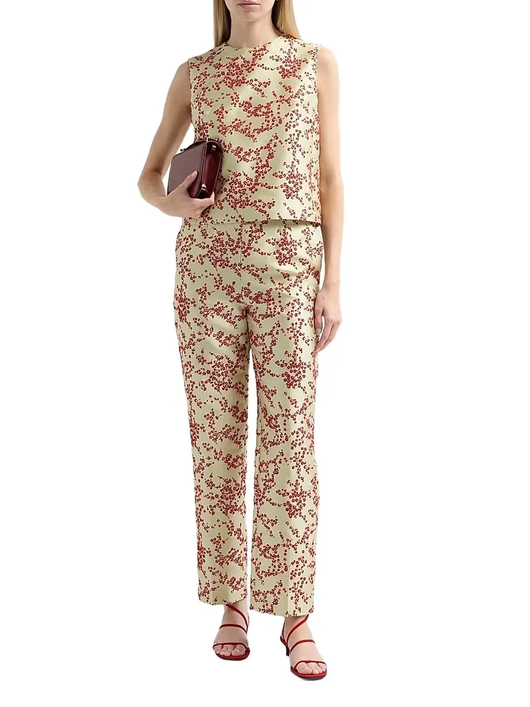Alberta Ferretti Women's Radzmir Flocked Silk Straight-Leg Crop Pants | Thumbnail 2 Alberta Ferretti Women's Radzmir Flocked Silk Straight-Leg Crop Pants | Thumbnail 2