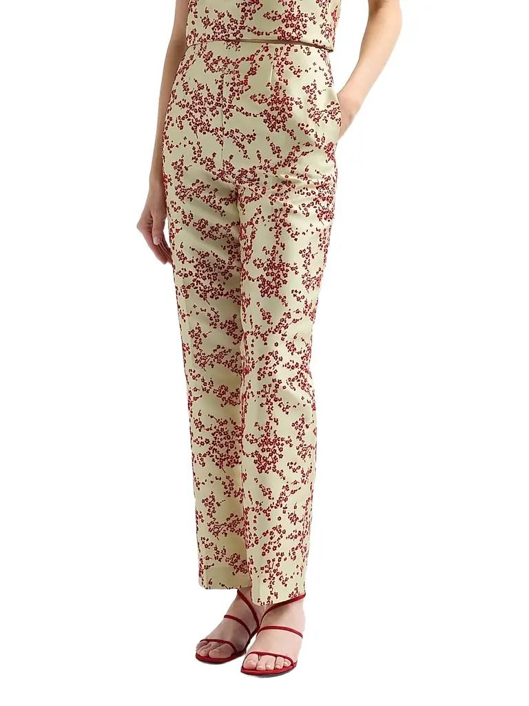 Alberta Ferretti Women's Radzmir Flocked Silk Straight-Leg Crop Pants | Thumbnail 4 Alberta Ferretti Women's Radzmir Flocked Silk Straight-Leg Crop Pants | Thumbnail 4