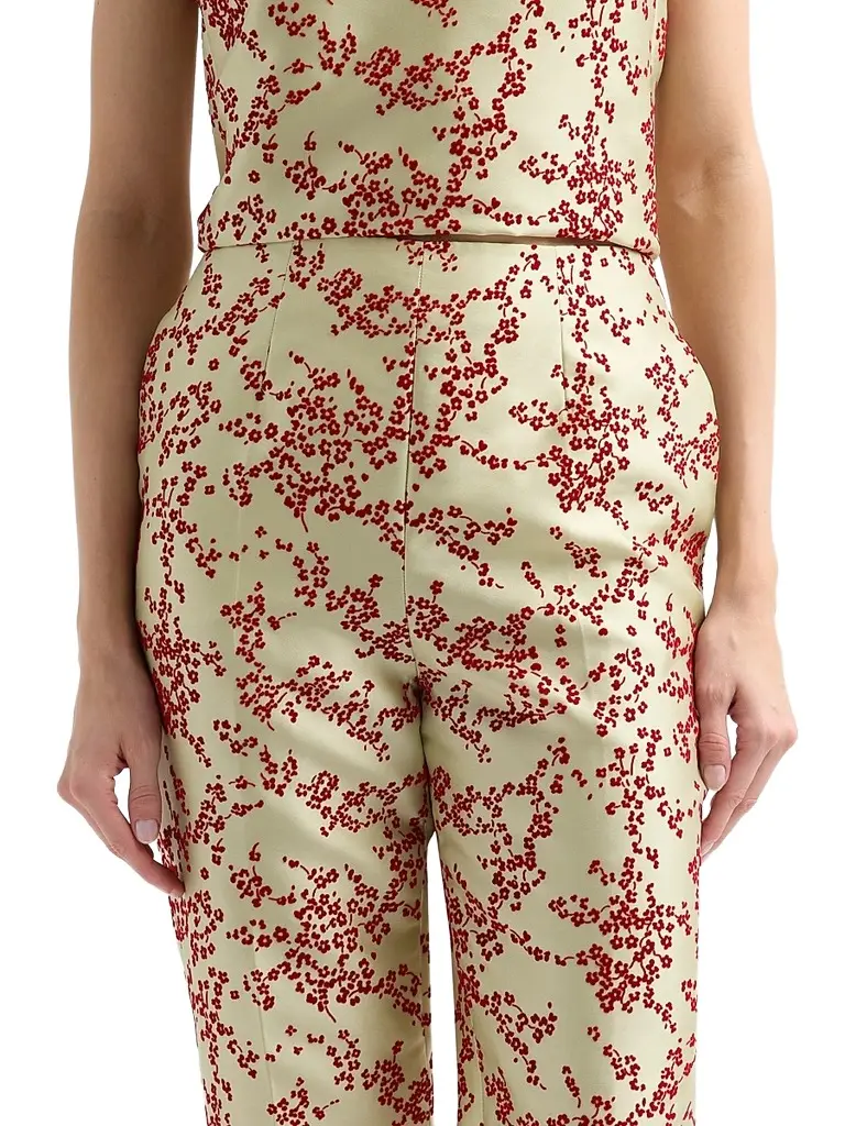 Alberta Ferretti Women's Radzmir Flocked Silk Straight-Leg Crop Pants | Thumbnail 5 Alberta Ferretti Women's Radzmir Flocked Silk Straight-Leg Crop Pants | Thumbnail 5