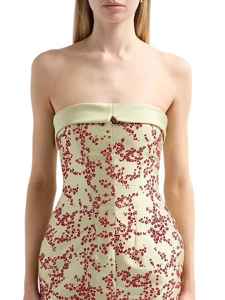 Alberta Ferretti Women's Radzmir Floral Flocked Capelet Midi Cocktail Dress | Thumbnail 5 Alberta Ferretti Women's Radzmir Floral Flocked Capelet Midi Cocktail Dress | Thumbnail 5