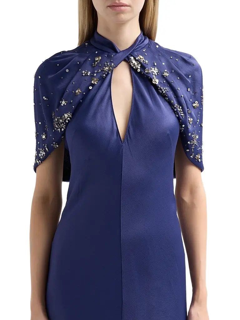 Alberta Ferretti Women's Enver Satin Embellished-Cape Gown | Thumbnail 5 Alberta Ferretti Women's Enver Satin Embellished-Cape Gown | Thumbnail 5