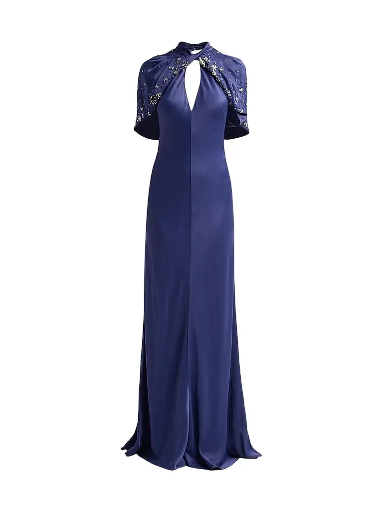Women's Enver Satin Embellished-Cape Gown Women's Enver Satin Embellished-Cape Gown