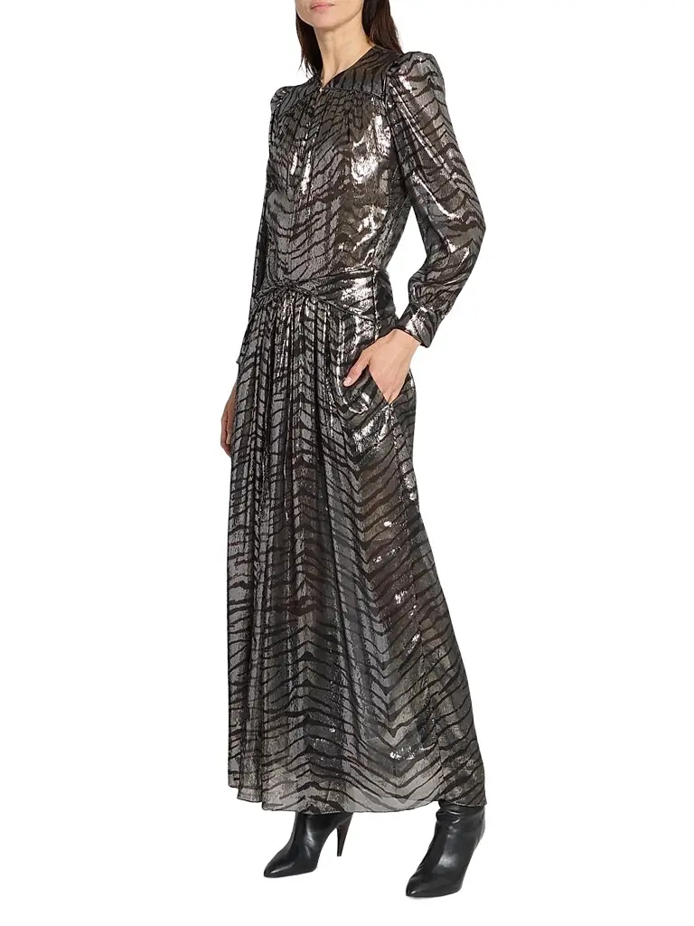 Isabel Marant Women's Felby Metallic Zebra Silk-Blend Maxi Dress | Thumbnail 4 Isabel Marant Women's Felby Metallic Zebra Silk-Blend Maxi Dress | Thumbnail 4